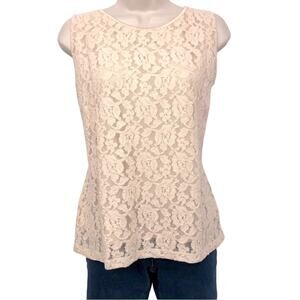 Vintage 90s NWT Emma James Ivory Lace Sleeveless Top Golden Age Timeless Staple
